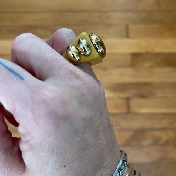 La Manso chunky yellow and gold dome ring size 6 - Picture 6 of 16